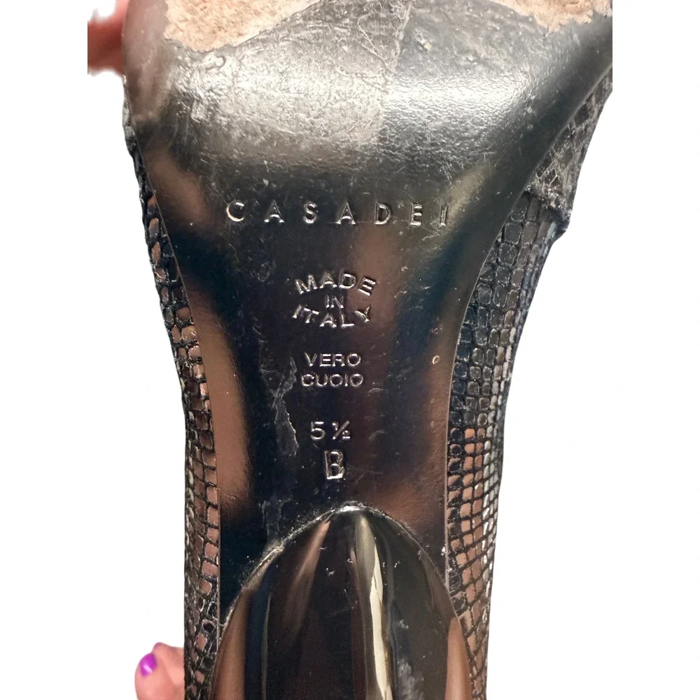 Casadei Women s 5.5B/US 7.5-8 Boots Snake Embossed Fabric Stiletto Heel Italy